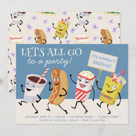 Invitation Théâtre Rétro Allons Tous à une Fête (Devant / Derrière)