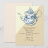 Invitation Théière Blush moderne | Fête des mariées Tea Party (Devant / Derrière)
