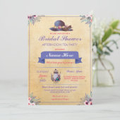 Invitation Théière de Baby Shower Chapeau Jardin de l'après-m (Debout devant)