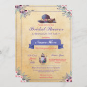 Invitation Théière de Baby Shower Chapeau Jardin de l'après-m (Devant / Derrière)