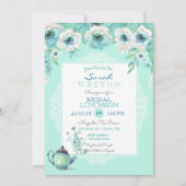 Invitation Théière de thé à la menthe Aquarelle Fleurs (Devant)