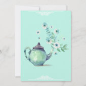 Invitation Théière de thé à la menthe Aquarelle Fleurs (Dos)