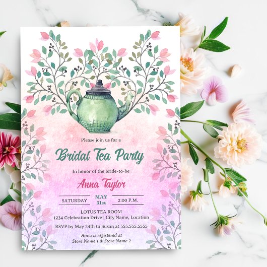 Invitation Théière élégante pour thé floral