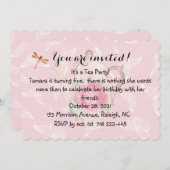 Invitation théière et papillons (Devant / Derrière)