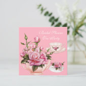 Invitation Théière Rose Rose Fête de Mariage 2 (Debout devant)