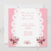 Invitation Théière Rose Rose Fête de Mariage 2 (Dos)