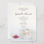 Invitation Théière / Thé aux Roses Roses Party de Brunch de M (Devant)