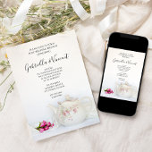 Invitation Théière / Thé aux Roses Roses Party de Brunch de M