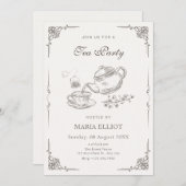 Invitation théière vintage (Devant / Derrière)