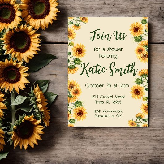 Invitation thématique tournesol floral