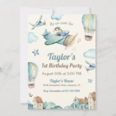 Invitation Thème 1er anniversaire de l'avion de Cute Boy (Devant)