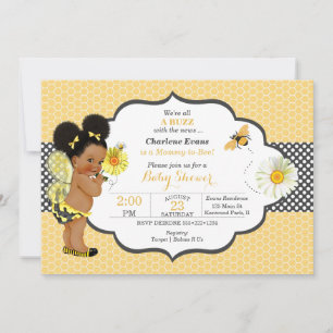 Invitation Thème abeille jaune or pointillé barboteuses pour 