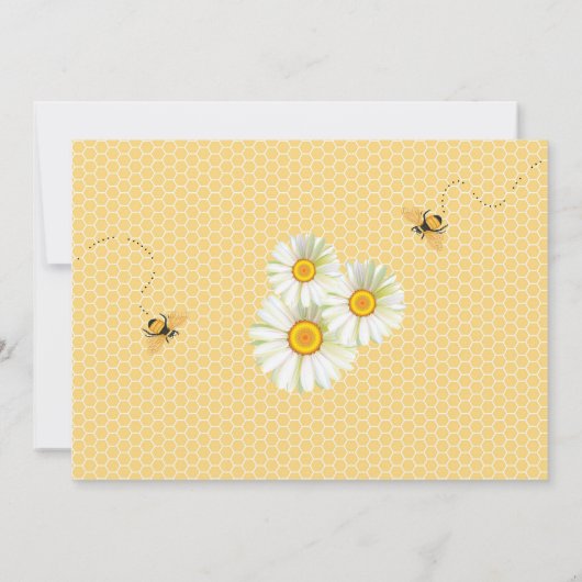 Invitation Thème abeille points jaunes dorés Puffs pour bébé  (Dos)