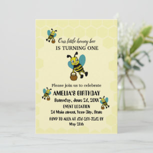 Invitation Thème abeille pour 1er anniversaire cocktail party