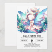 Invitation Thème Adorable Fée Anniversaire (Devant / Derrière)