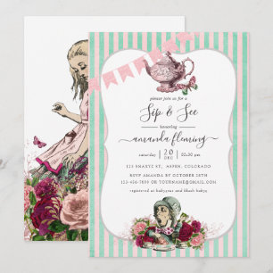 Invitation Thème Alice au Pays des Merveilles Thé Party Sip a