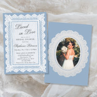Thème Amour Dentelle Bleue Photo Shower de Mariée