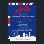Invitation Thème anglais 50e fête d'anniversaire<br><div class="desc">Invitation du drapeau Union Jack moderne 50e anniversaire. Design Caractéristiques Drapeau anglais à l'arrière et London Sights On the Front avec détails de la fête. Parfait pour une fête d'anniversaire simple,  élégante et moderne. Personnalisez avec les détails de votre fête en dessous.</div>