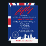 Invitation Thème anglais 50th Birthday Party<br><div class="desc">Invitation moderne Union Jack Flag 50e anniversaire. Design Comprend le drapeau anglais sur le dos et le London Sights On the Front avec les détails de la fête. Parfait pour une fête d'anniversaire simple,  élégante et moderne. Personnalisez avec les détails de votre fête en dessous.</div>
