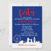 Invitation Thème anglais Fête du 40e anniversaire (Devant)