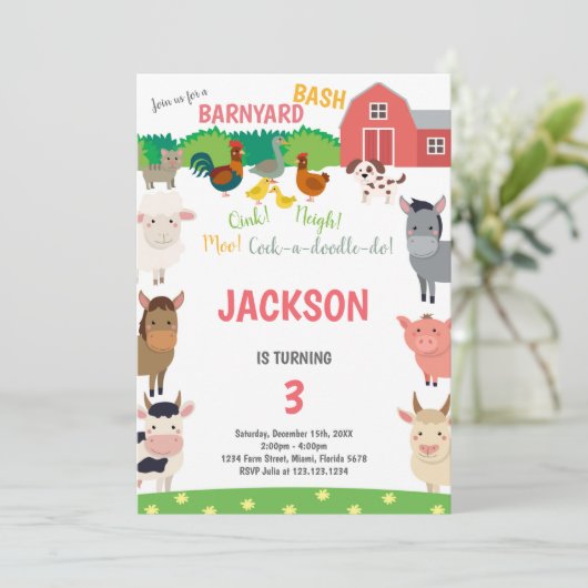 Invitation Thème animal de ferme (Debout devant)