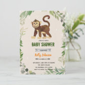 Invitation thème animaux de zoo singe (Debout devant)