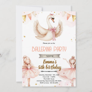 Invitation thème anniversaire Ballet de cygnes