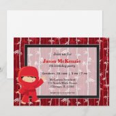Invitation Thème anniversaire de Ninja (Devant / Derrière)