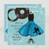 Invitation Thème anniversaire des années 1950 (Devant / Derrière)