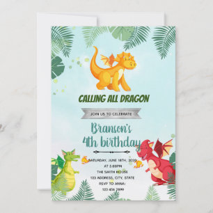 Invitation thème anniversaire dragon et chevalier