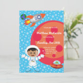 Invitation Thème anniversaire du garçon astronaute (Debout devant)