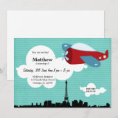 Invitation Thème Anniversaire du plan du propulseur (bleu) (Devant / Derrière)