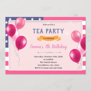 Invitation thème anniversaire fille américaine