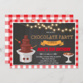 Invitation thème anniversaire fontaine de chocolat (Devant / Derrière)