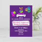 Invitation Thème Anniversaire Hippie Groovy Fête (Debout devant)