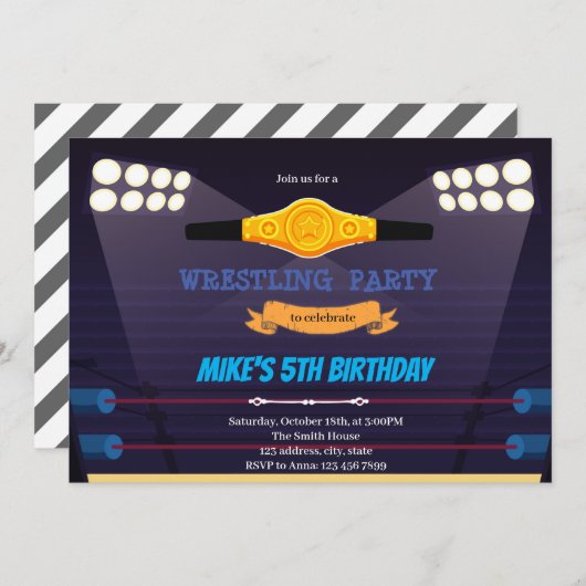 Invitation thème anniversaire lutte (Devant / Derrière)