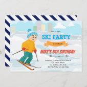 Invitation thème anniversaire ski garçon (Devant / Derrière)