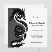 Invitation Thème anniversaire Yin Yang Dragon (Devant / Derrière)