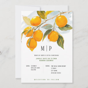 Invitation Thème aquarelle orange Couleurs vives