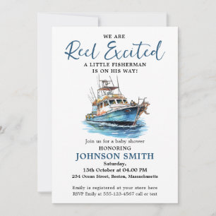 Invitation Thème aquarelle pêcheur pour enfant