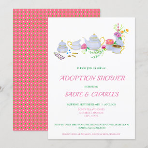 Invitation Thème aquarelle thé Adoption Baby Shower