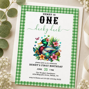 Invitation Thème aquarelle verte pour le premier anniversaire