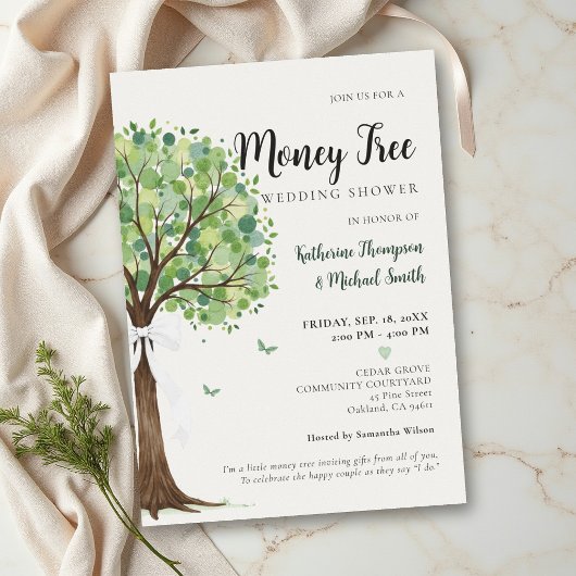 Invitation Thème Arbre à Argent Mariage Élégant et Chic Coupl
