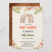 Invitation thème arc-en-ciel fleur boho (Devant / Derrière)