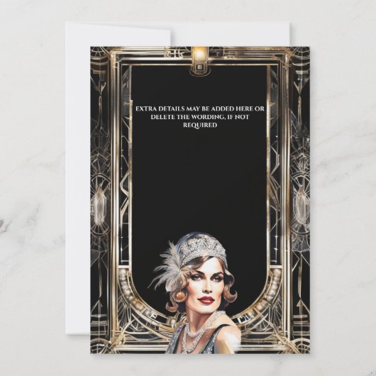 Invitation Thème art déco des années 1920 du Great Gatsby (Dos)