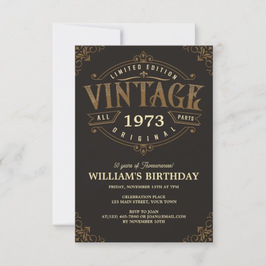 Invitation Thème Artisanal Vintage Tout Âge (Devant)