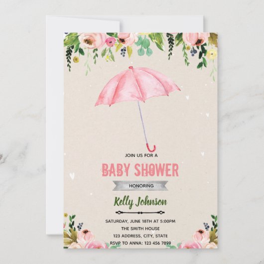 Invitation thème averse d'avril fleur de mai (Devant)