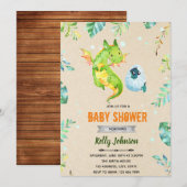 Invitation thème baby shower dragon (Devant / Derrière)