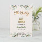 Invitation thème baby shower feuille de verdure (Debout devant)