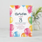 Invitation Thème Ballons Anniversaire (Debout devant)